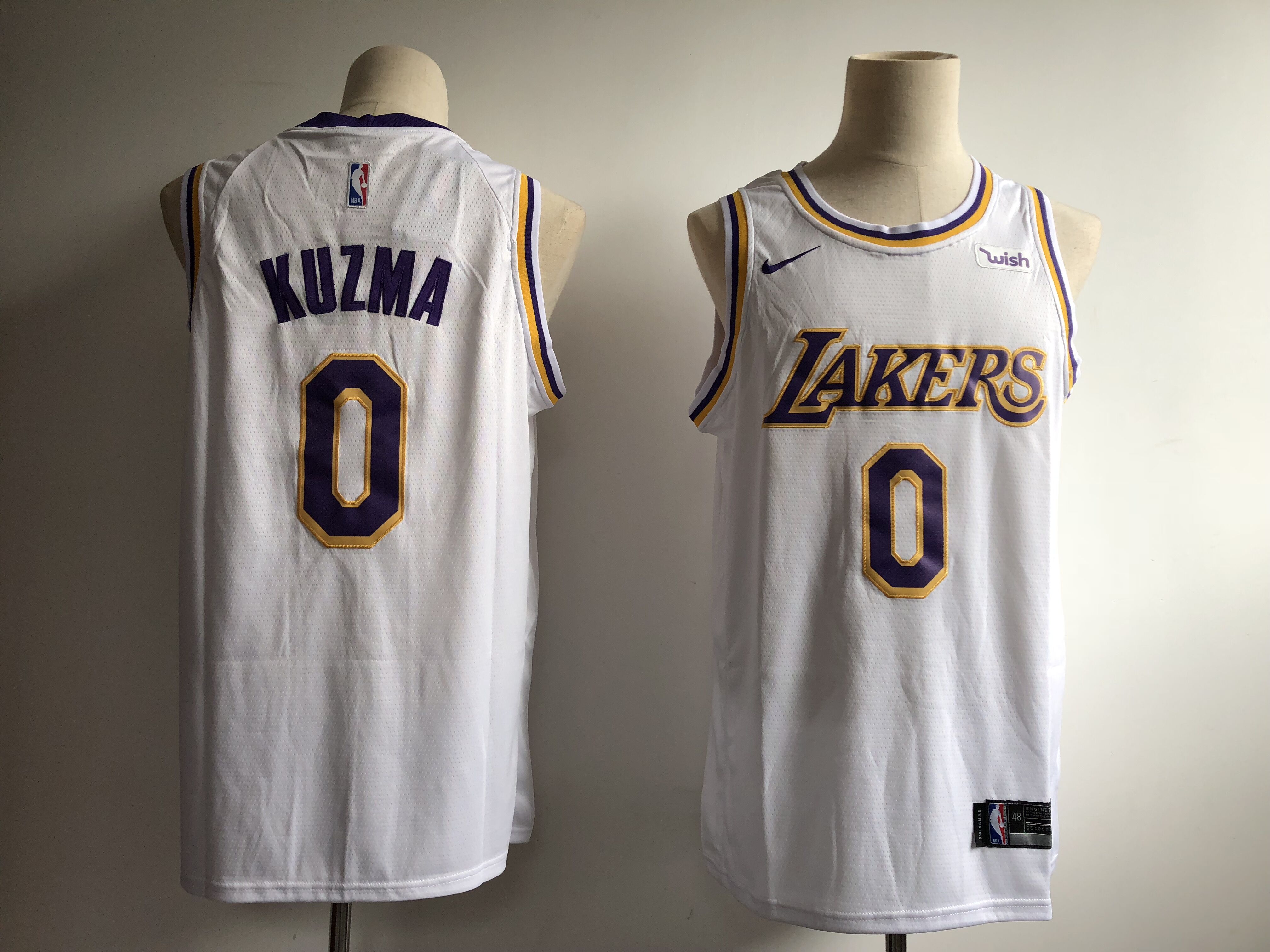 Men NBA Los Angeles Lakers #0 Kuzma white game Nike NBA jerseys